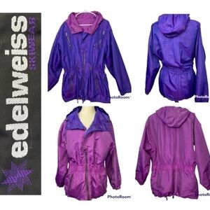 Edelweiss Windbreaker Peplum Ski Jacket Retro Vintage REVERSIBLE